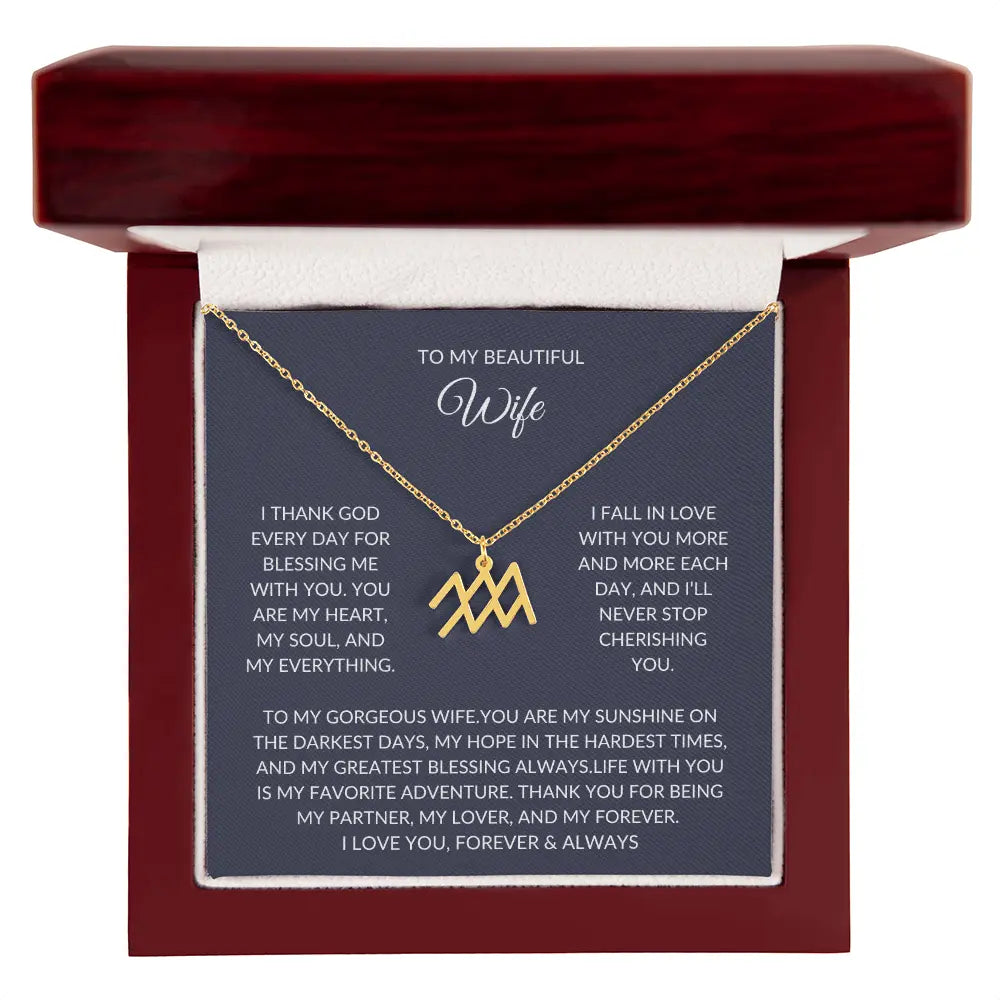 To my beautiful wife - Zodiac Symbol Necklace - Forever Love Gift prime Collection Hub