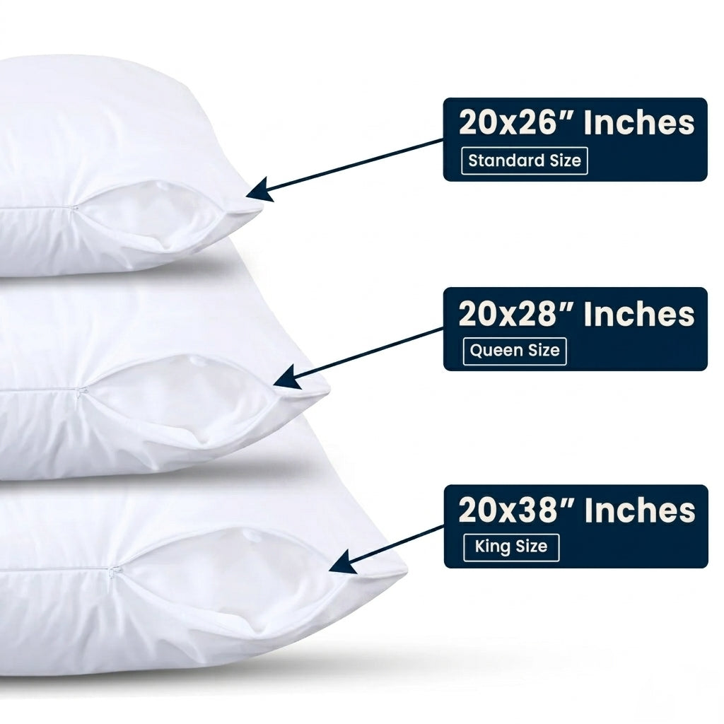 Waterproof Pillow Protector - Hypoallergenic, Breathable, Zipper Closure
