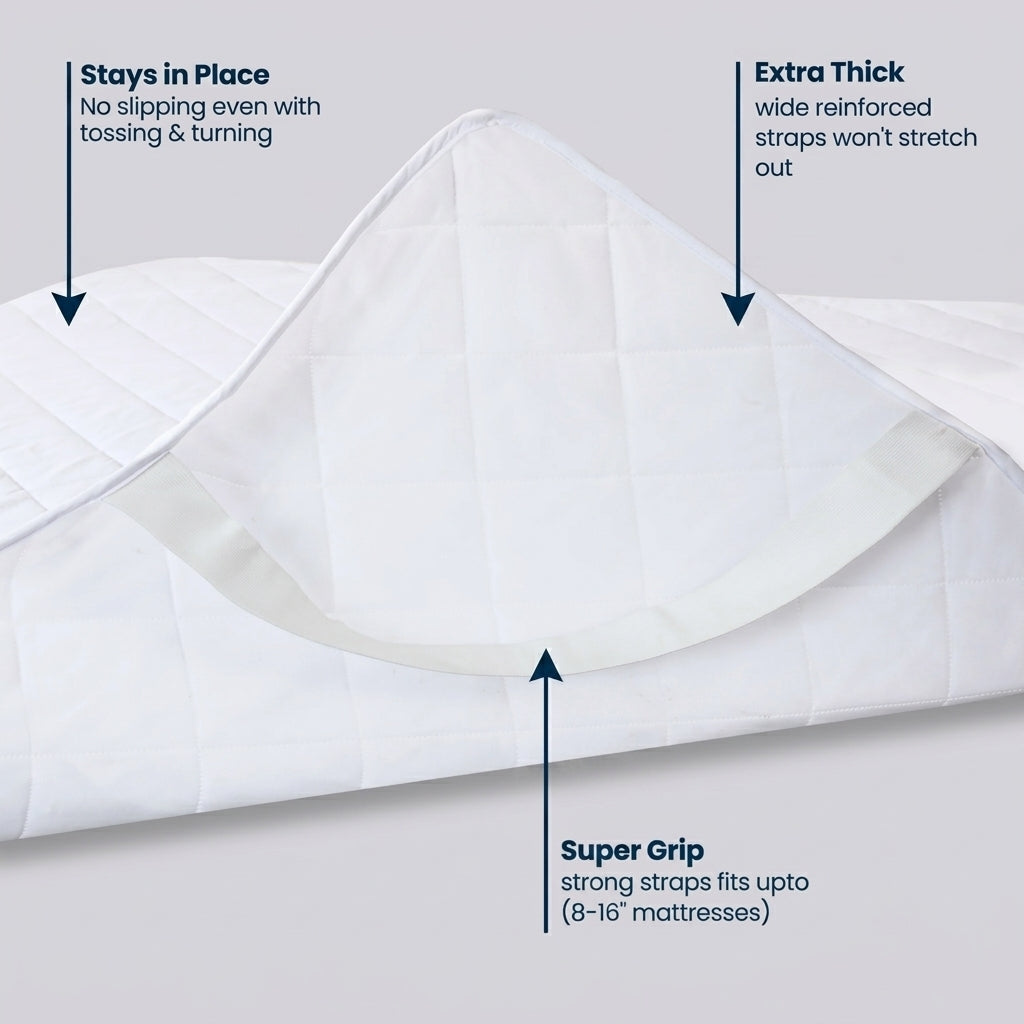 Waterproof Mattress Pad Cover Elastic Strap Protector All Sizes
