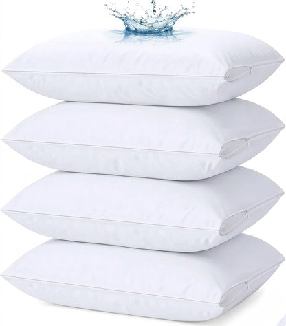Waterproof Pillow Protector - Hypoallergenic, Breathable, Zipper Closure