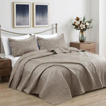 3pc Luxury Quilted Bedspread Set King Queen Size Bedding Soft Coverlet Bed Throw