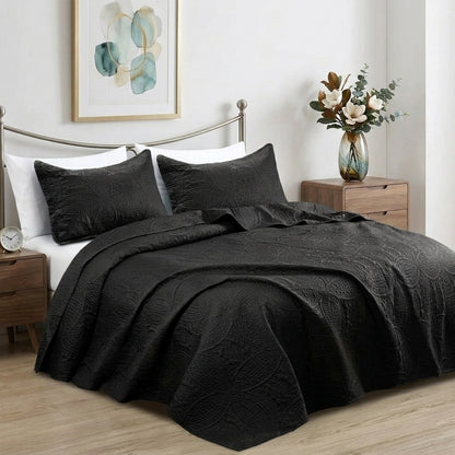 3pc Luxury Quilted Bedspread Set King Queen Size Bedding Soft Coverlet Bed Throw