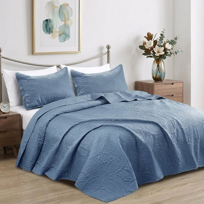 3pc Luxury Quilted Bedspread Set King Queen Size Bedding Soft Coverlet Bed Throw