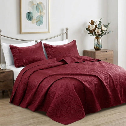 3pc Luxury Quilted Bedspread Set King Queen Size Bedding Soft Coverlet Bed Throw