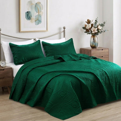 3pc Luxury Quilted Bedspread Set King Queen Size Bedding Soft Coverlet Bed Throw