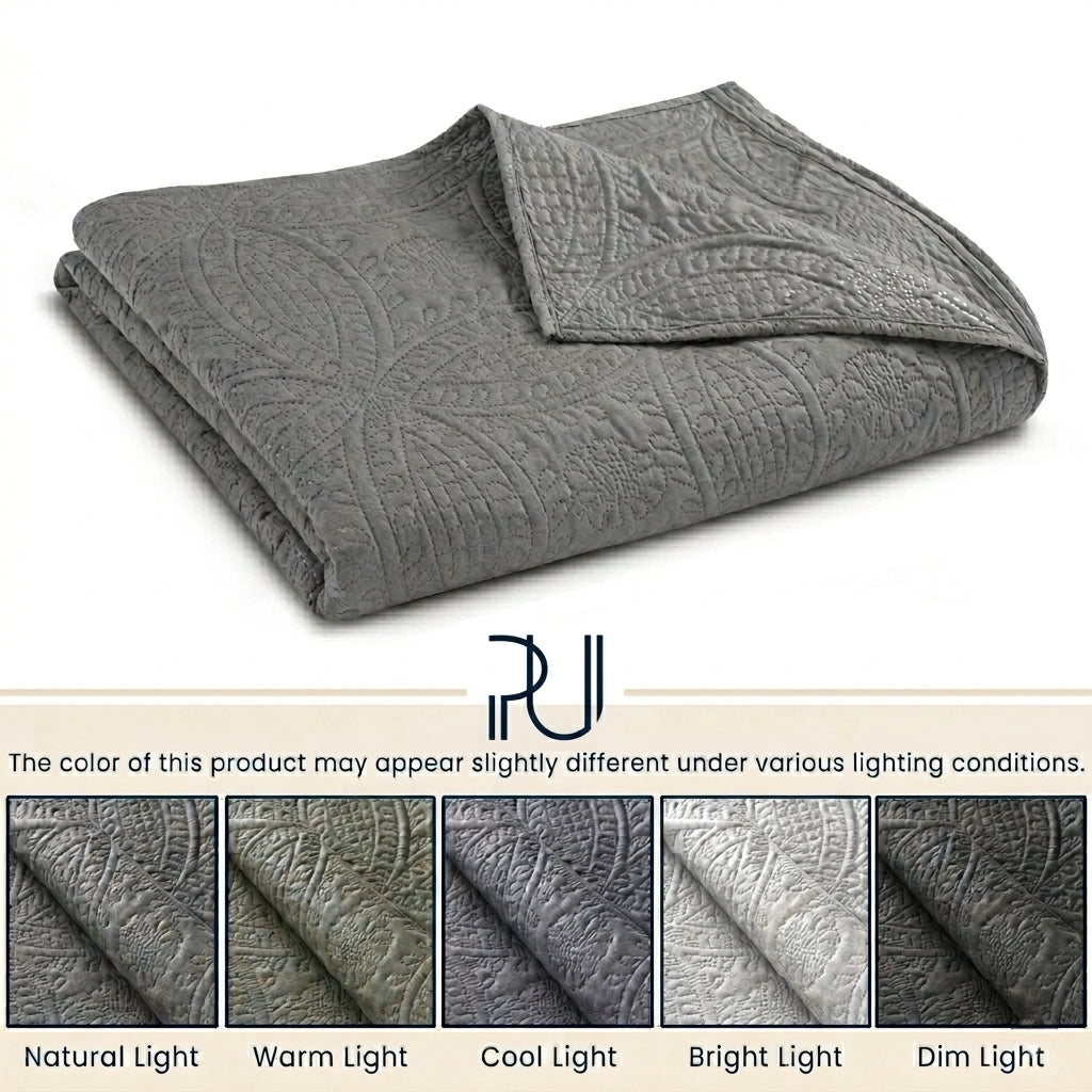 3pc Luxury Quilted Bedspread Set King Queen Size Bedding Soft Coverlet Bed Throw