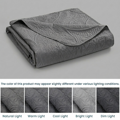 3pc Embossed Quilted Bedspread Reversible King Queen Size Coverlet Bedding Throw
