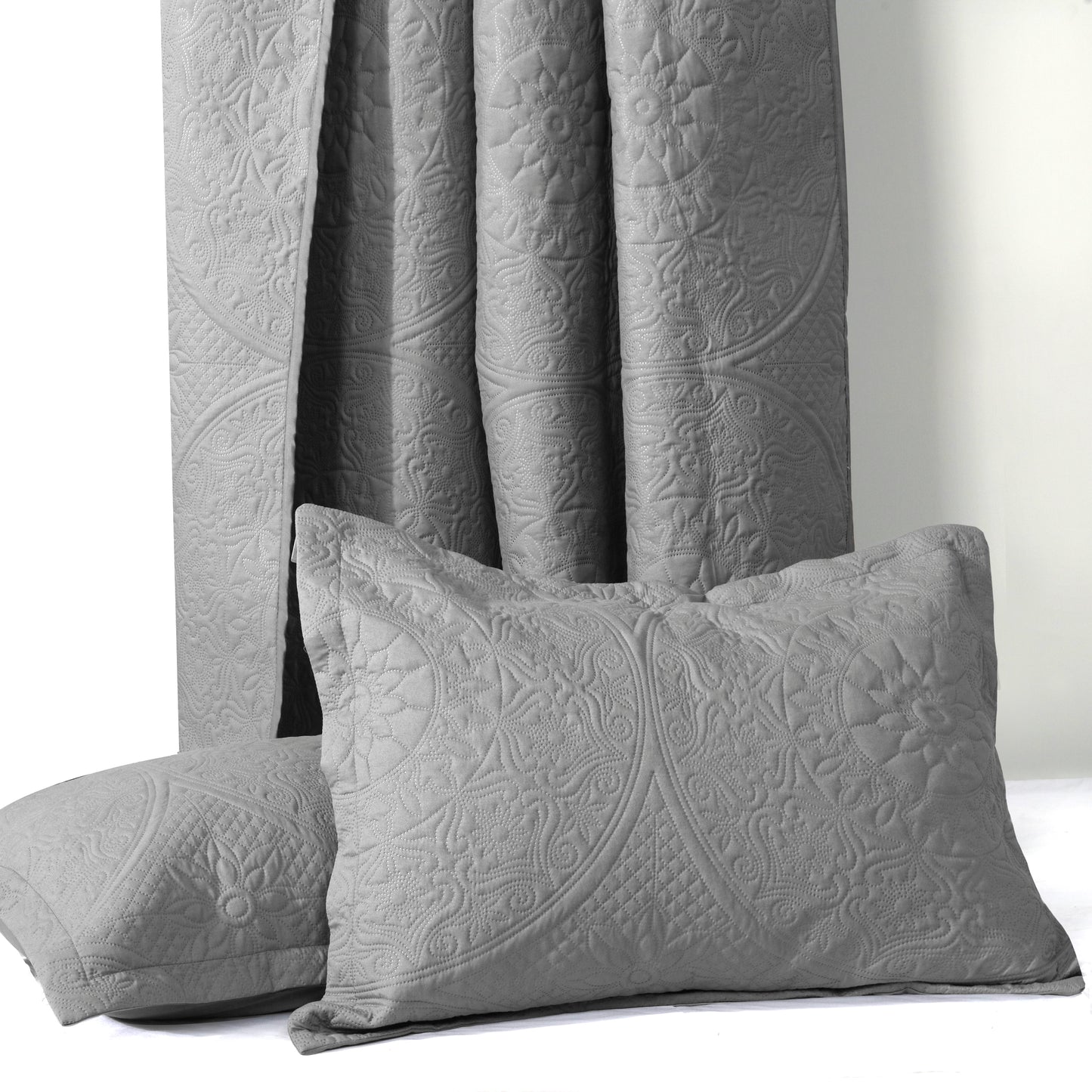 3pc Embossed Quilted Bedspread Reversible King Queen Size Coverlet Bedding Throw
