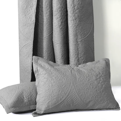 3pc Embossed Quilted Bedspread Reversible King Queen Size Coverlet Bedding Throw