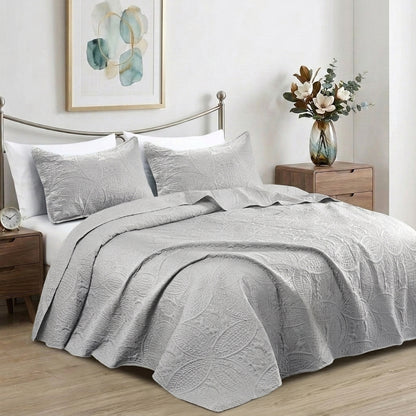 3pc Luxury Quilted Bedspread Set King Queen Size Bedding Soft Coverlet Bed Throw