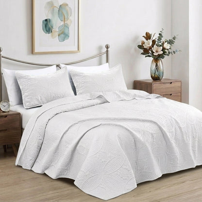 3pc Luxury Quilted Bedspread Set King Queen Size Bedding Soft Coverlet Bed Throw