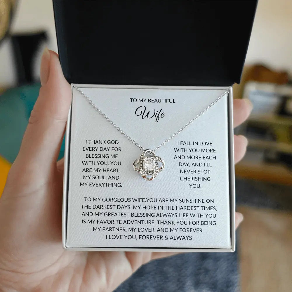 To My Beautiful Wife – Forever Love Necklace – A Gift She'll Never Forget prime Collection Hub
