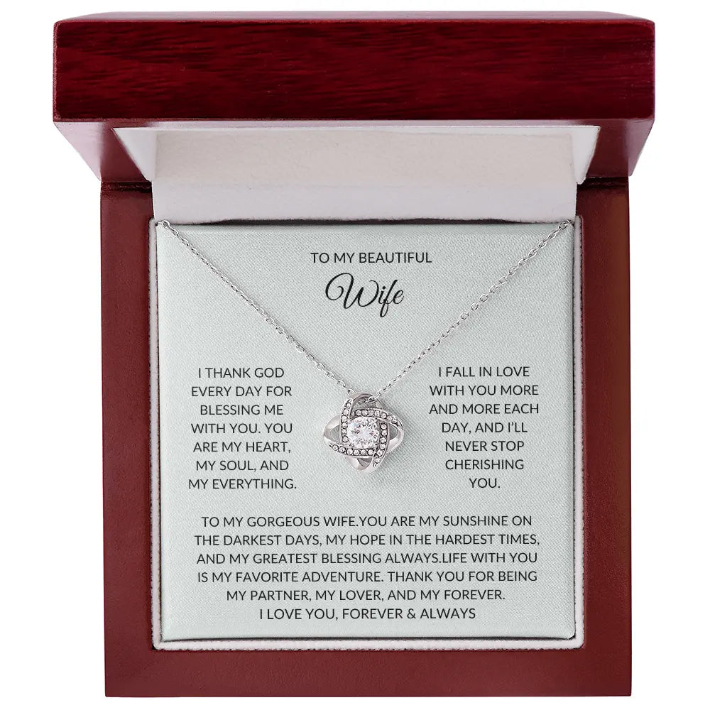 To My Beautiful Wife – Forever Love Necklace – A Gift She'll Never Forget prime Collection Hub