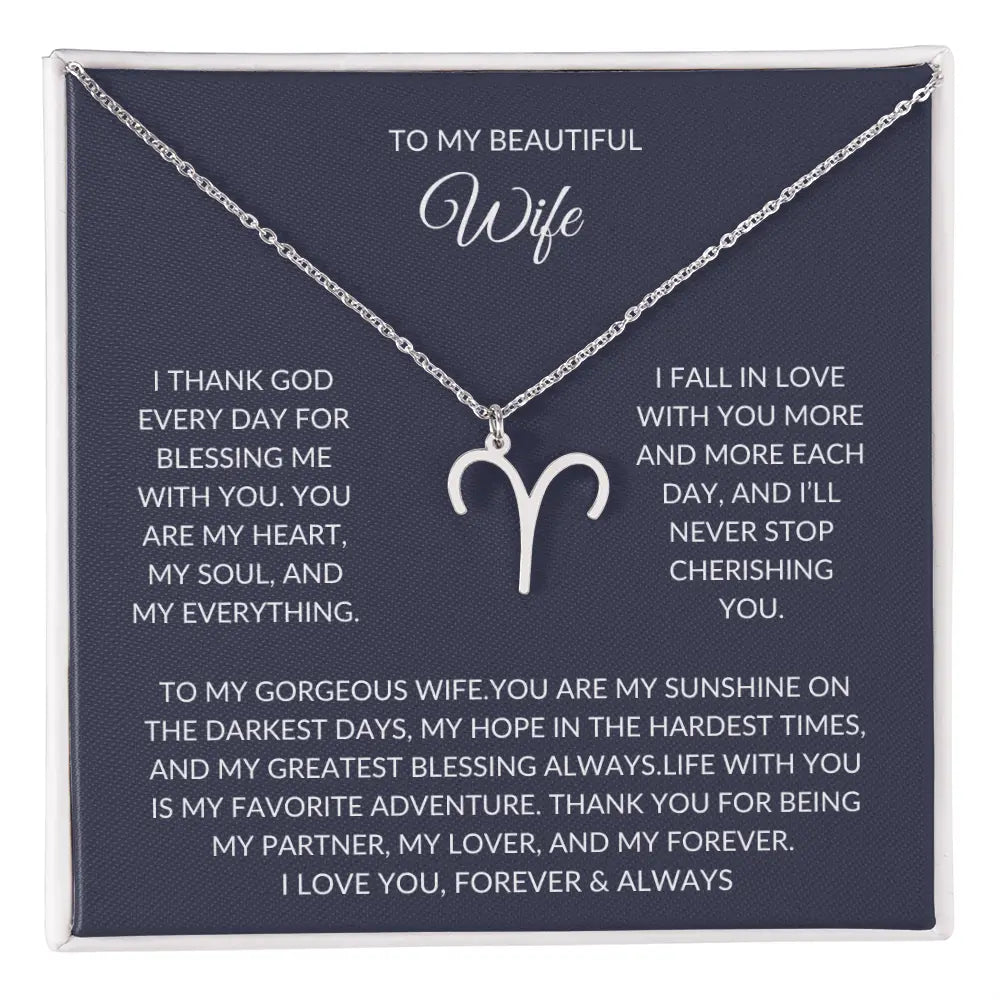 To my beautiful wife - Zodiac Symbol Necklace - Forever Love Gift prime Collection Hub
