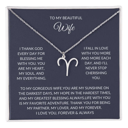 To my beautiful wife - Zodiac Symbol Necklace - Forever Love Gift prime Collection Hub