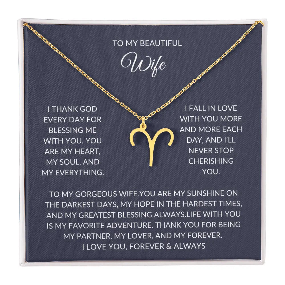 To my beautiful wife - Zodiac Symbol Necklace - Forever Love Gift prime Collection Hub