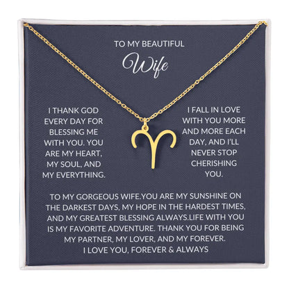 To my beautiful wife - Zodiac Symbol Necklace - Forever Love Gift prime Collection Hub