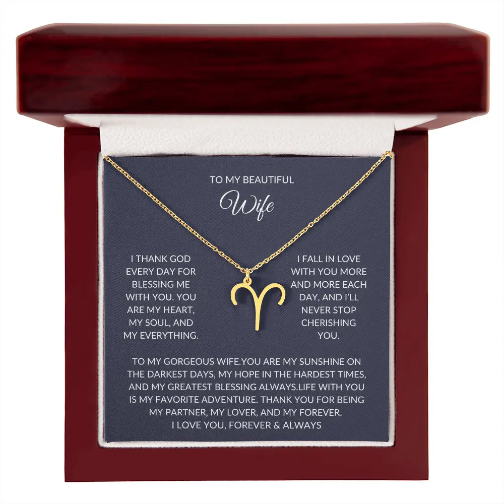 To my beautiful wife - Zodiac Symbol Necklace - Forever Love Gift prime Collection Hub