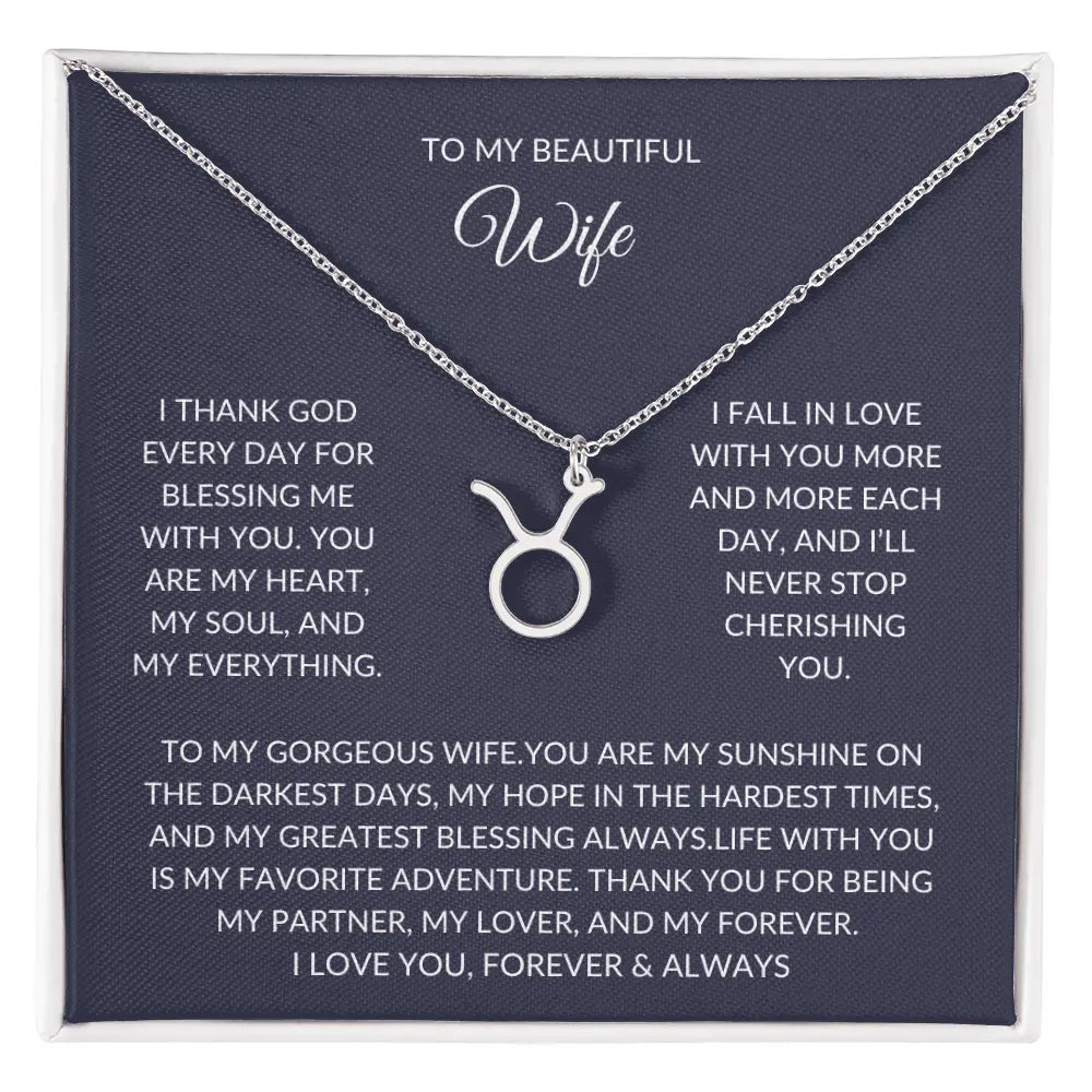 To my beautiful wife - Zodiac Symbol Necklace - Forever Love Gift prime Collection Hub