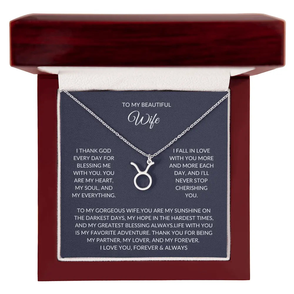 To my beautiful wife - Zodiac Symbol Necklace - Forever Love Gift prime Collection Hub