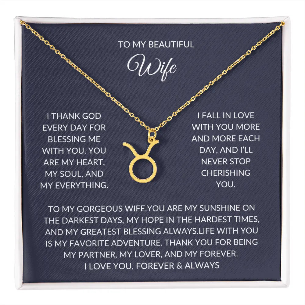 To my beautiful wife - Zodiac Symbol Necklace - Forever Love Gift prime Collection Hub