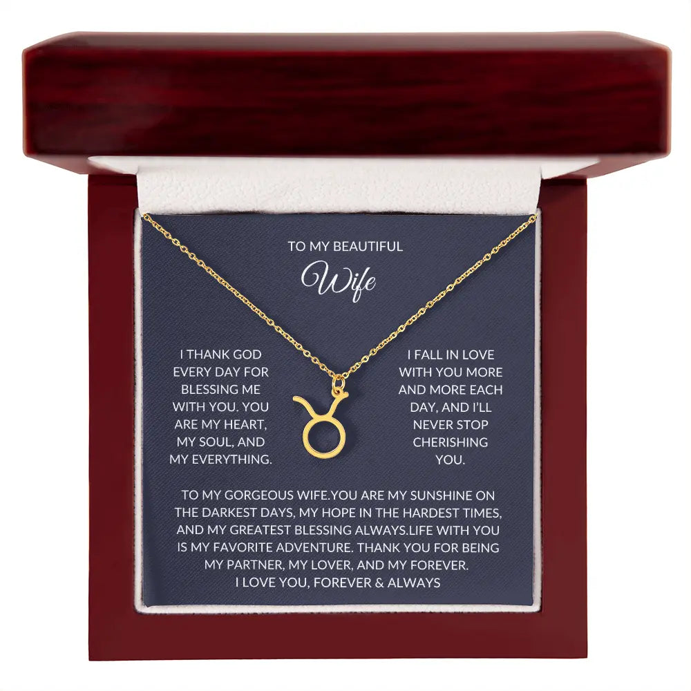 To my beautiful wife - Zodiac Symbol Necklace - Forever Love Gift prime Collection Hub