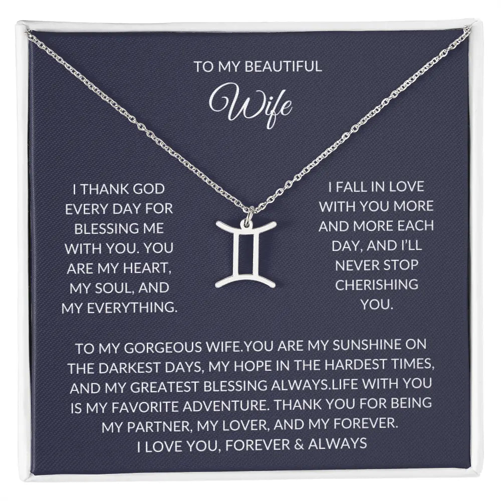To my beautiful wife - Zodiac Symbol Necklace - Forever Love Gift prime Collection Hub