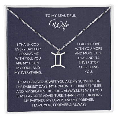 To my beautiful wife - Zodiac Symbol Necklace - Forever Love Gift prime Collection Hub