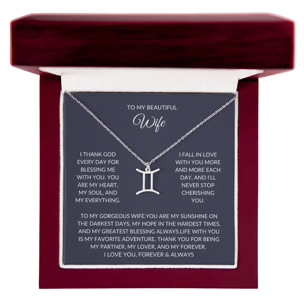 To my beautiful wife - Zodiac Symbol Necklace - Forever Love Gift prime Collection Hub