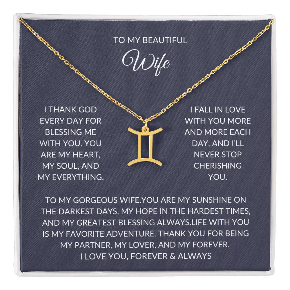 To my beautiful wife - Zodiac Symbol Necklace - Forever Love Gift prime Collection Hub