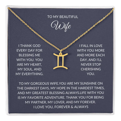 To my beautiful wife - Zodiac Symbol Necklace - Forever Love Gift prime Collection Hub