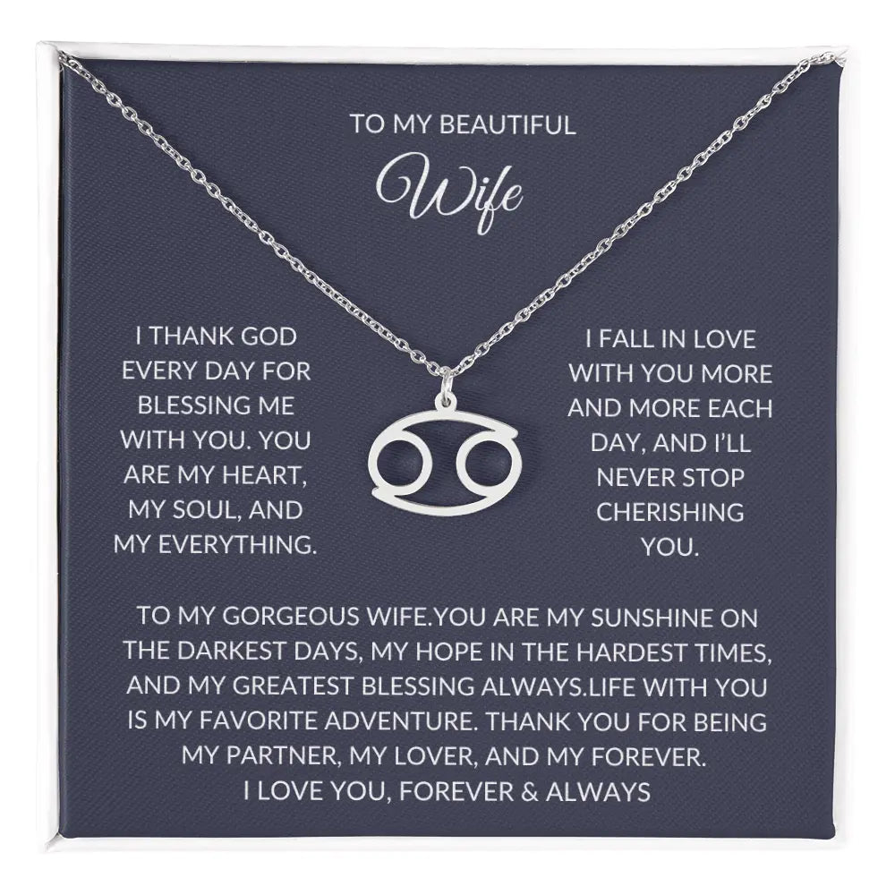 To my beautiful wife - Zodiac Symbol Necklace - Forever Love Gift prime Collection Hub