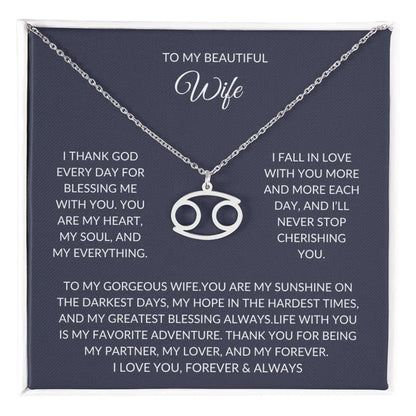 To my beautiful wife - Zodiac Symbol Necklace - Forever Love Gift prime Collection Hub