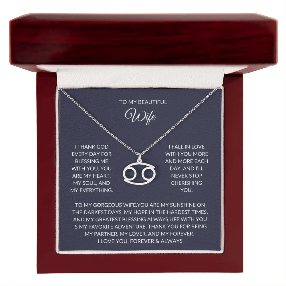 To my beautiful wife - Zodiac Symbol Necklace - Forever Love Gift prime Collection Hub