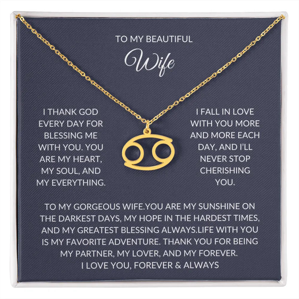 To my beautiful wife - Zodiac Symbol Necklace - Forever Love Gift prime Collection Hub