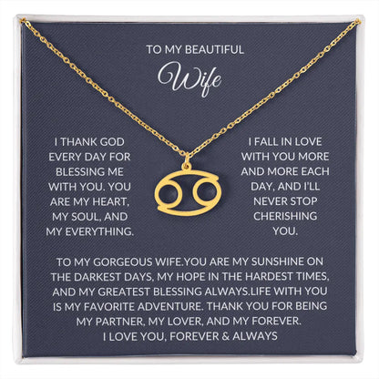 To my beautiful wife - Zodiac Symbol Necklace - Forever Love Gift prime Collection Hub