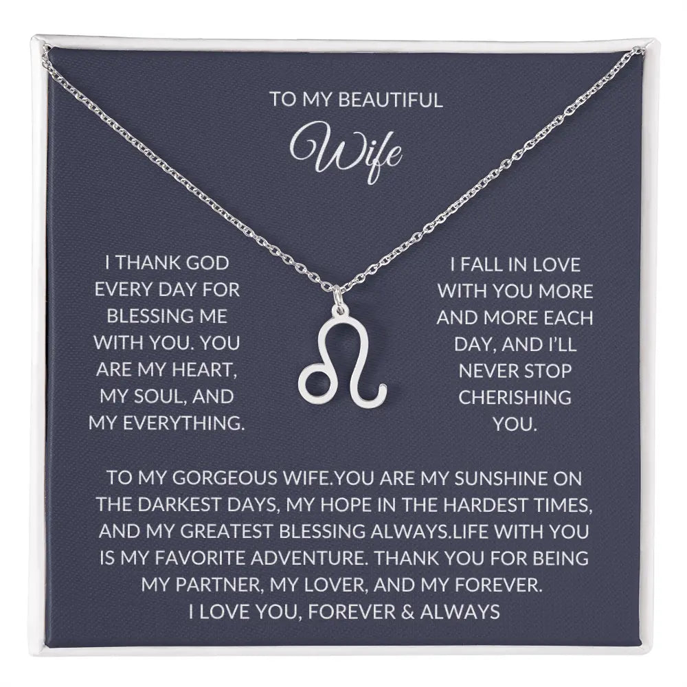 To my beautiful wife - Zodiac Symbol Necklace - Forever Love Gift prime Collection Hub