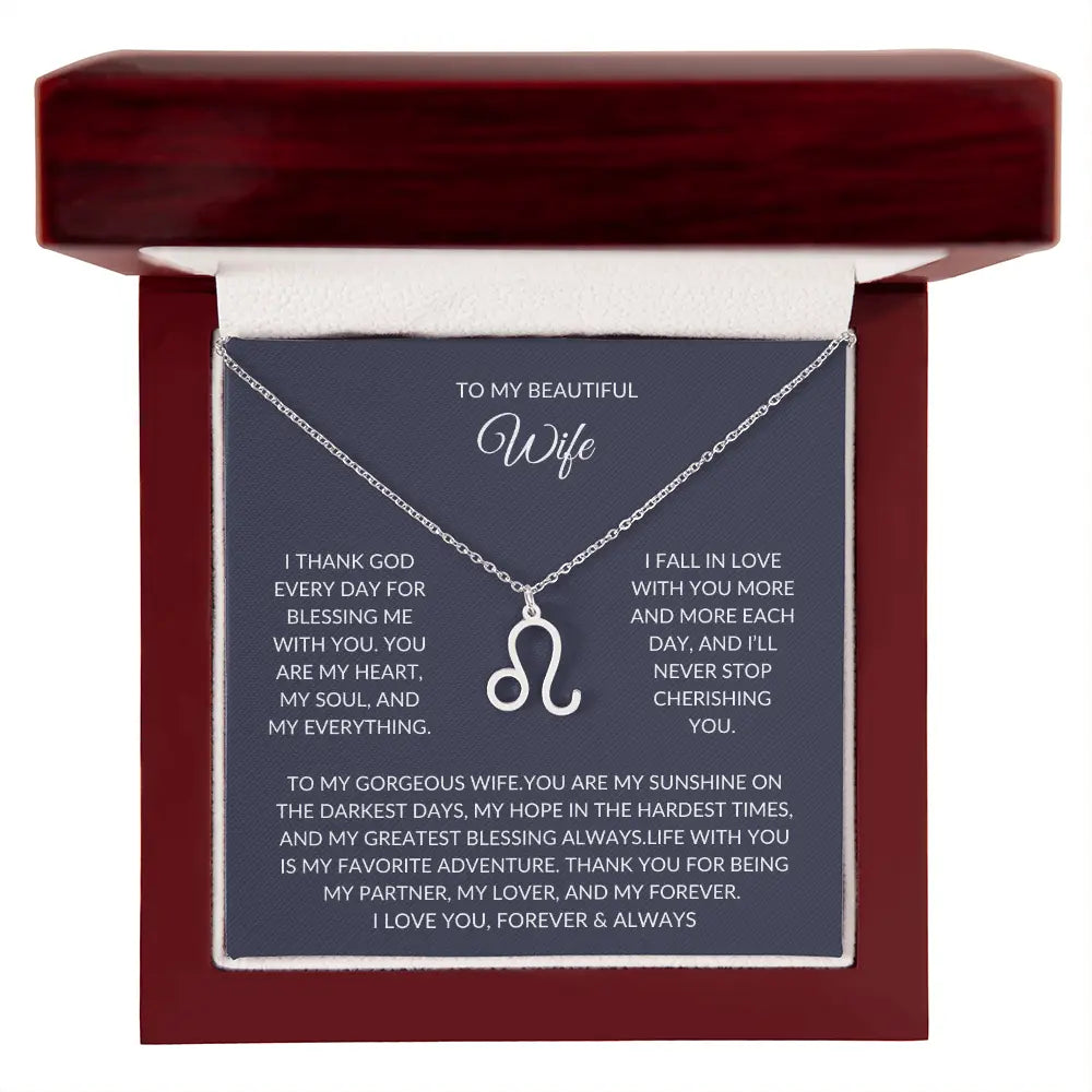To my beautiful wife - Zodiac Symbol Necklace - Forever Love Gift prime Collection Hub