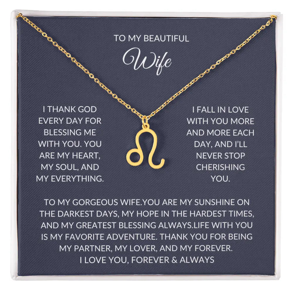To my beautiful wife - Zodiac Symbol Necklace - Forever Love Gift prime Collection Hub