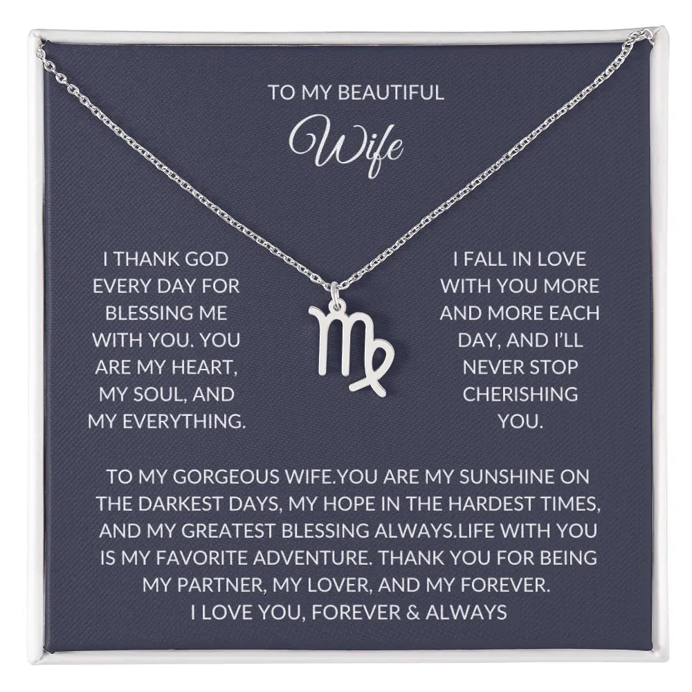 To my beautiful wife - Zodiac Symbol Necklace - Forever Love Gift prime Collection Hub