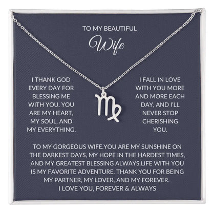 To my beautiful wife - Zodiac Symbol Necklace - Forever Love Gift prime Collection Hub