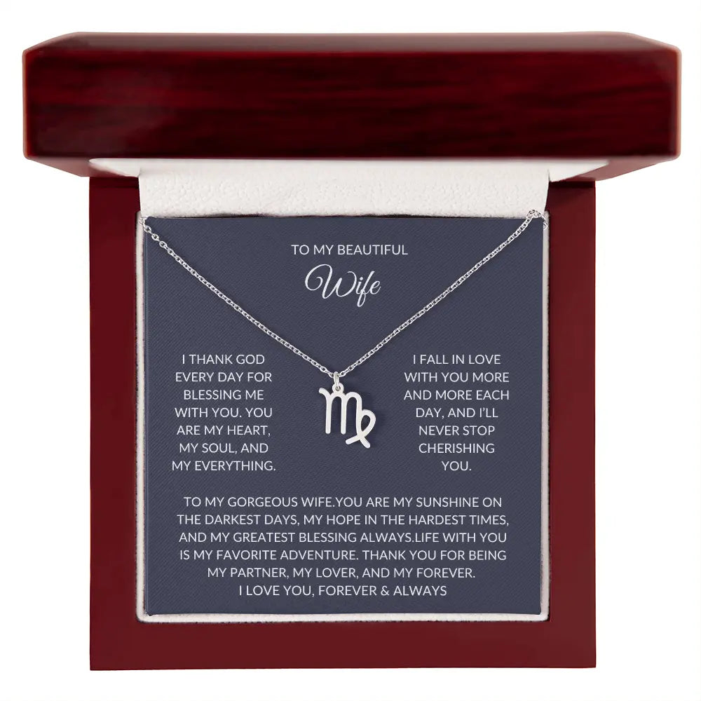 To my beautiful wife - Zodiac Symbol Necklace - Forever Love Gift prime Collection Hub