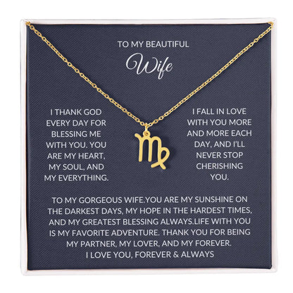 To my beautiful wife - Zodiac Symbol Necklace - Forever Love Gift prime Collection Hub