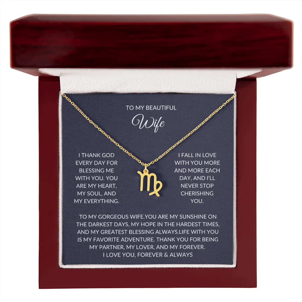 To my beautiful wife - Zodiac Symbol Necklace - Forever Love Gift prime Collection Hub