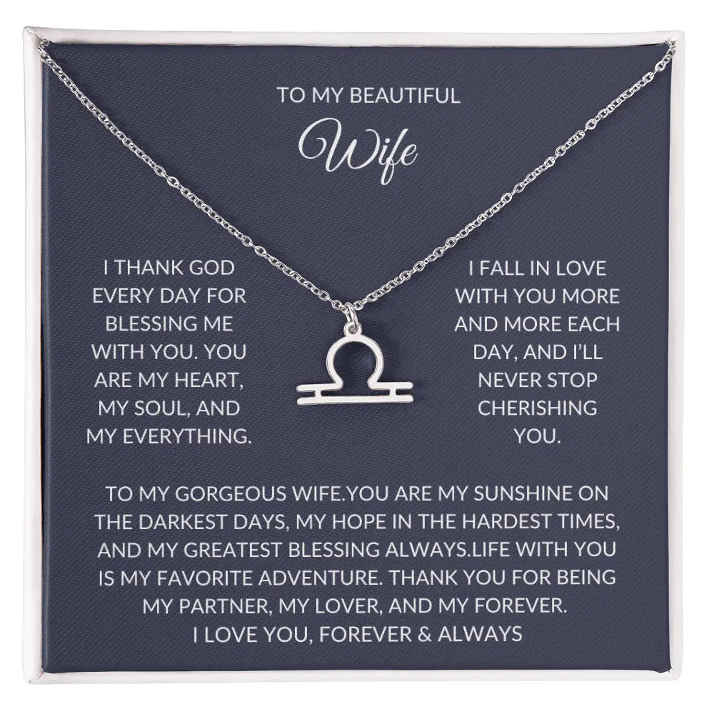 To my beautiful wife - Zodiac Symbol Necklace - Forever Love Gift prime Collection Hub