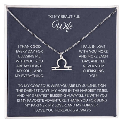 To my beautiful wife - Zodiac Symbol Necklace - Forever Love Gift prime Collection Hub