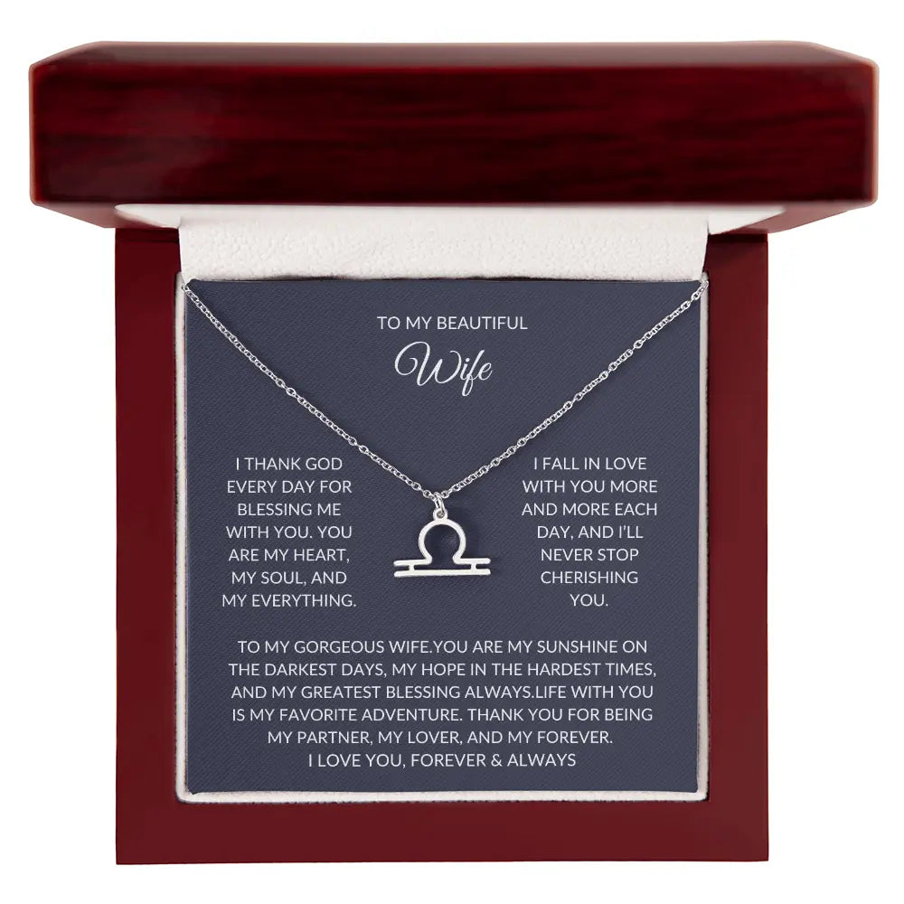 To my beautiful wife - Zodiac Symbol Necklace - Forever Love Gift prime Collection Hub