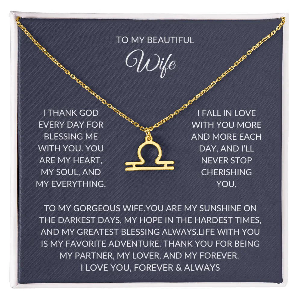 To my beautiful wife - Zodiac Symbol Necklace - Forever Love Gift prime Collection Hub