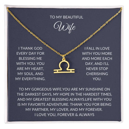 To my beautiful wife - Zodiac Symbol Necklace - Forever Love Gift prime Collection Hub