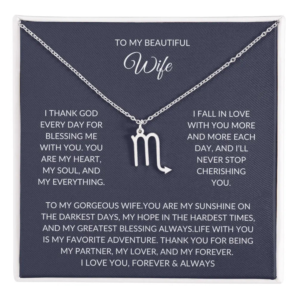 To my beautiful wife - Zodiac Symbol Necklace - Forever Love Gift prime Collection Hub
